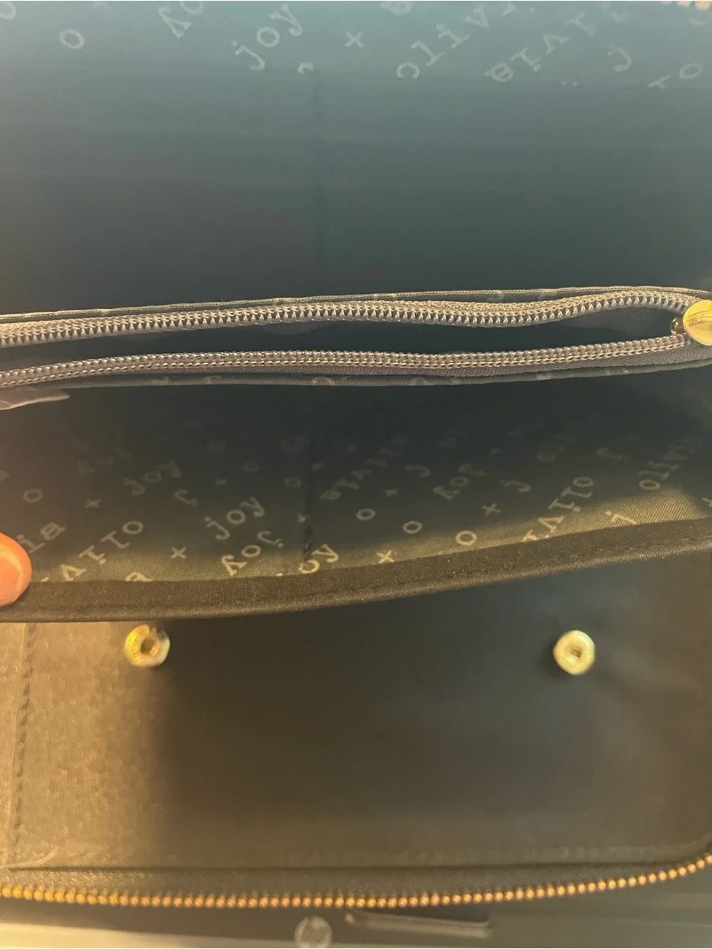 Olivia + Joy Black and Tan Wallet - Zip Closure